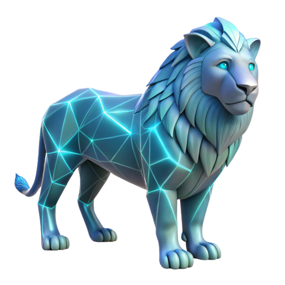 stunning contemporary Crystalline Lion 3D Render authentic png