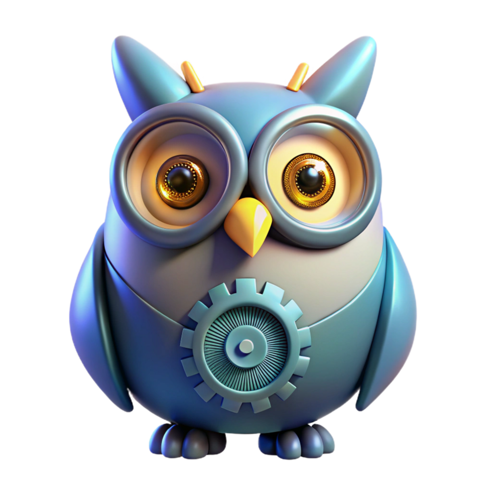 wonderful minimalist 3D Render of a Cute Robotic Owl genuine png