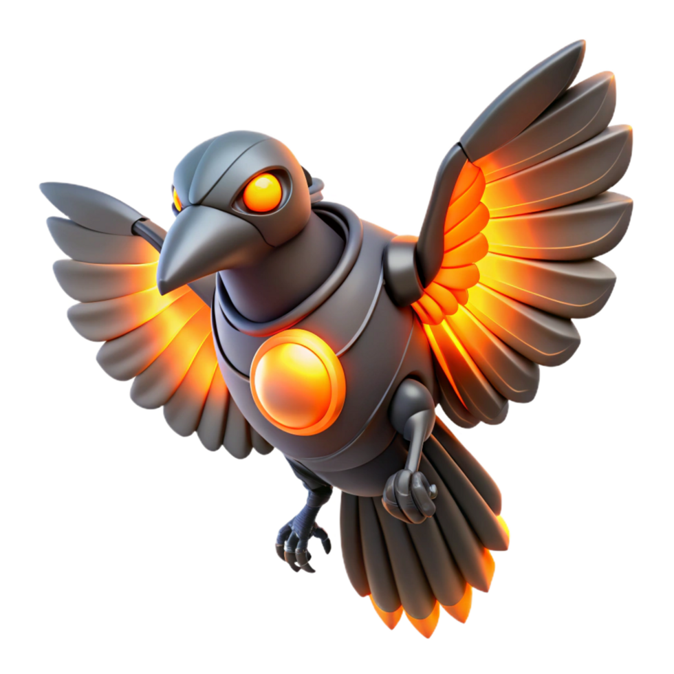 impressive traditional 3D Render of a Robotic Bird high quality png