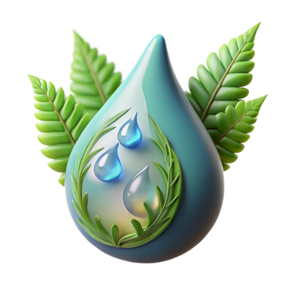 Pure Water, Natural Hydration, Eco-Friendly, 3D Render png
