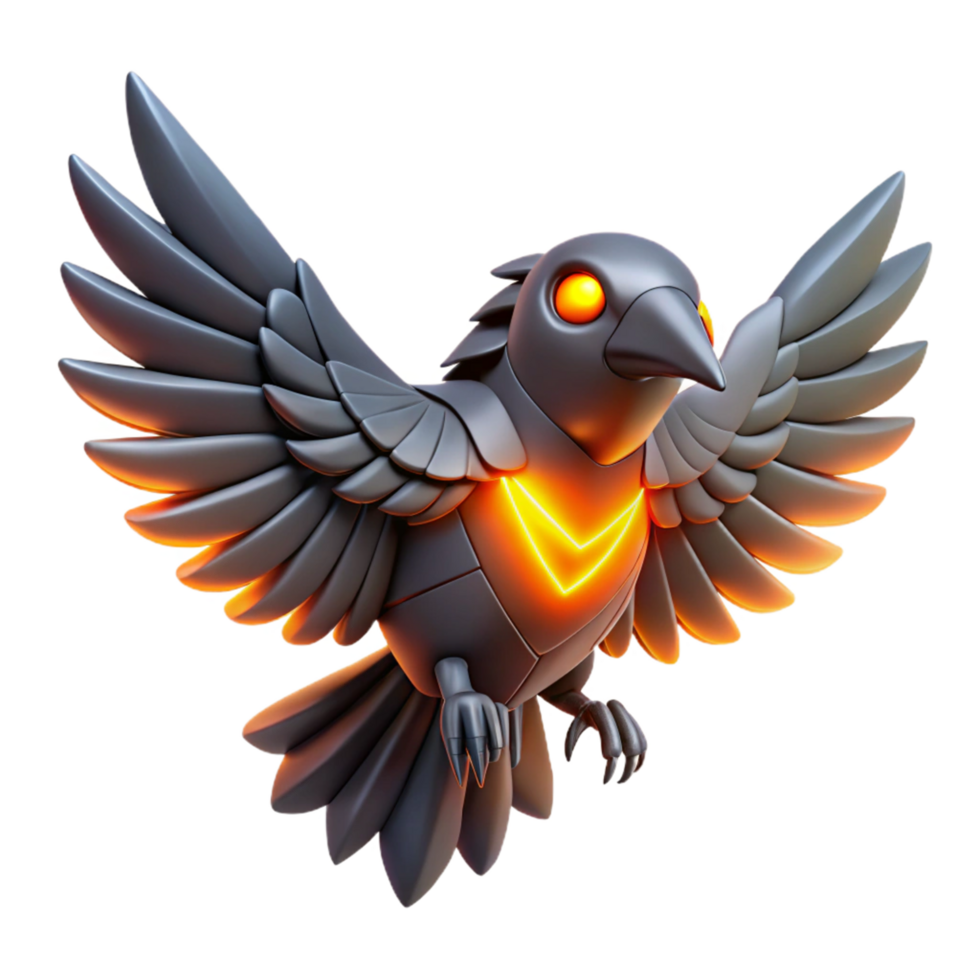 extraordinary artistic 3D Render of a Mechanical Bird 4K png