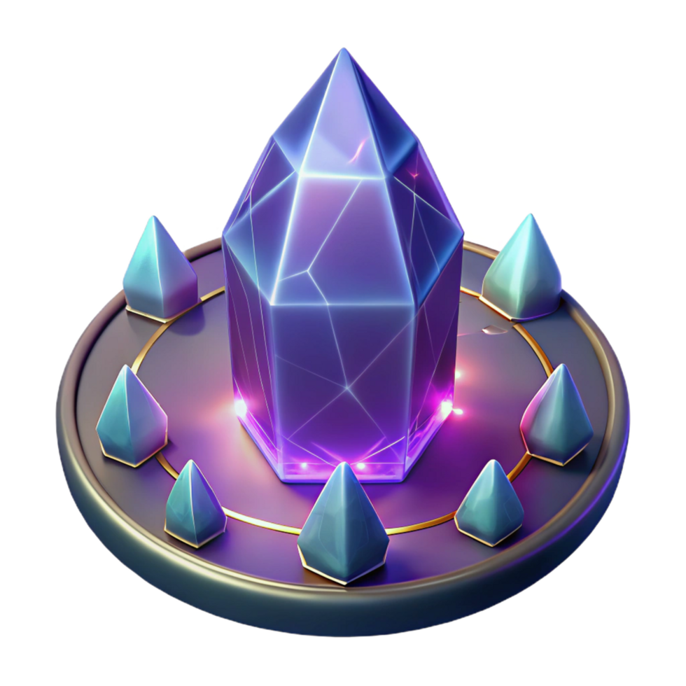 stunning abstract Glowing Crystal 3D Render high quality png