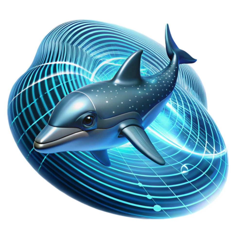 Dolphin in Digital Wave Aquatic Mammal in Cyberspace png