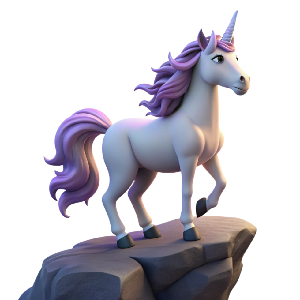 dramatic classic 3D Render of a Unicorn on a Rock high resolution png