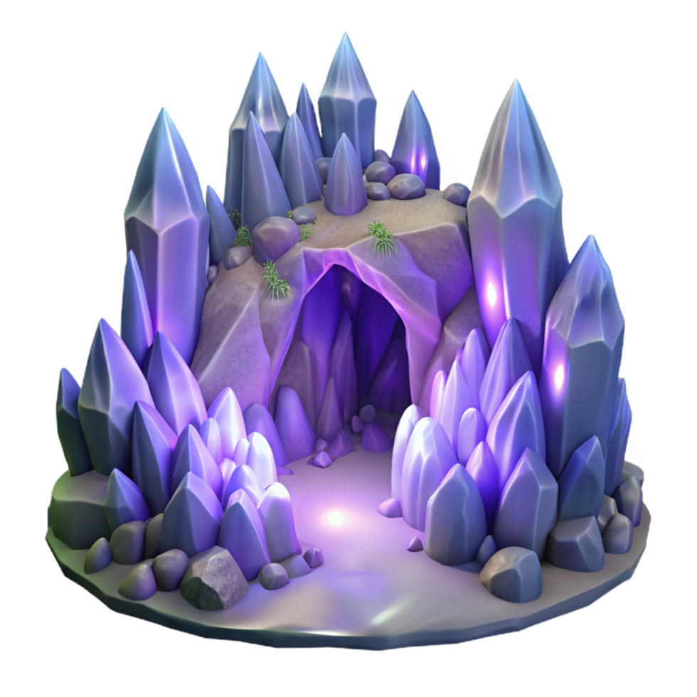 extraordinary abstract Glowing Crystal Cave 3D Render detailed png