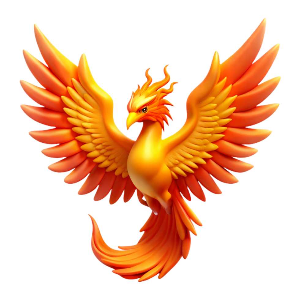 dramatic rustic Fiery Phoenix 3D Illustration genuine png