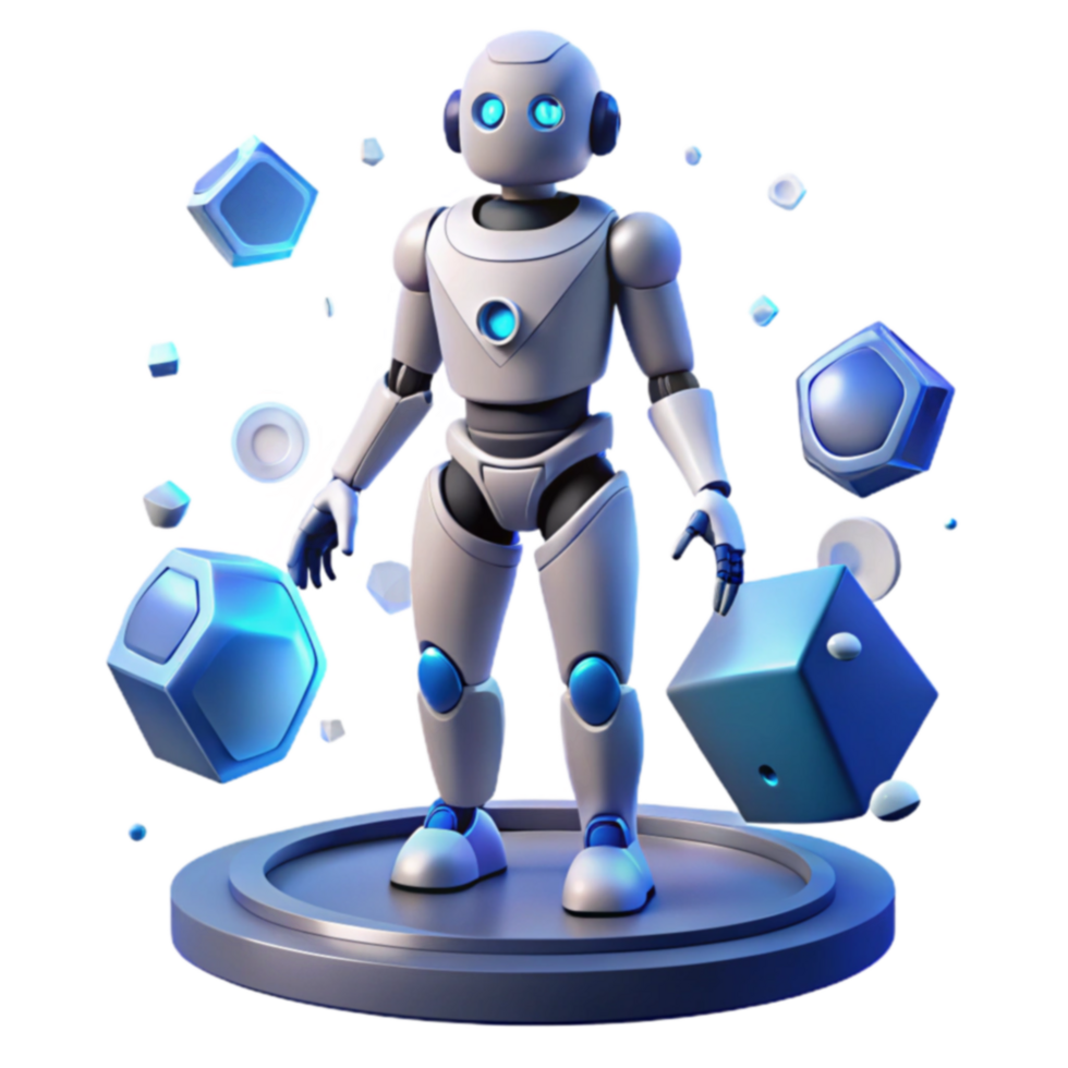 Futuristic Robot with 3D Cubes png