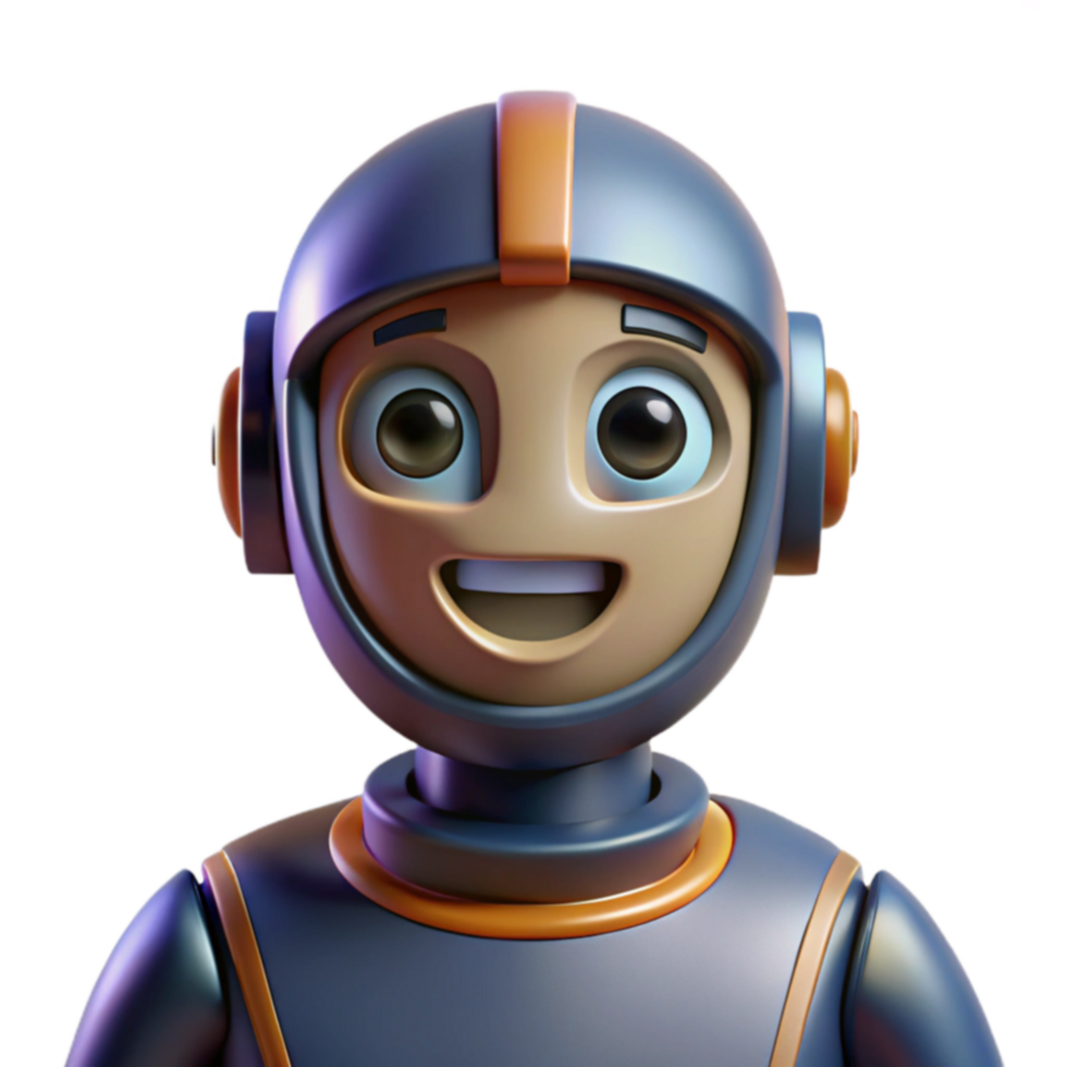 Happy Robot 3D Render of a Smiling Astronaut Bot png