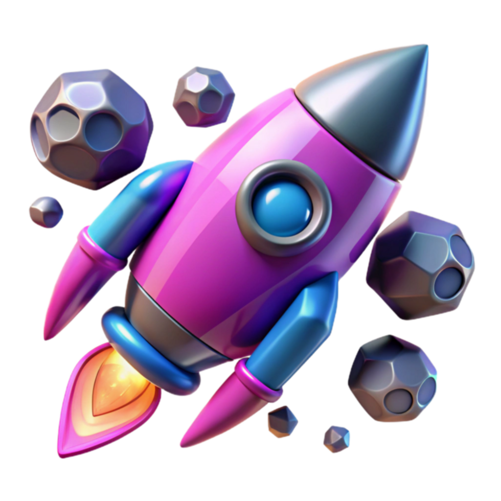Space Rocket Launch Asteroid Field Navigation png