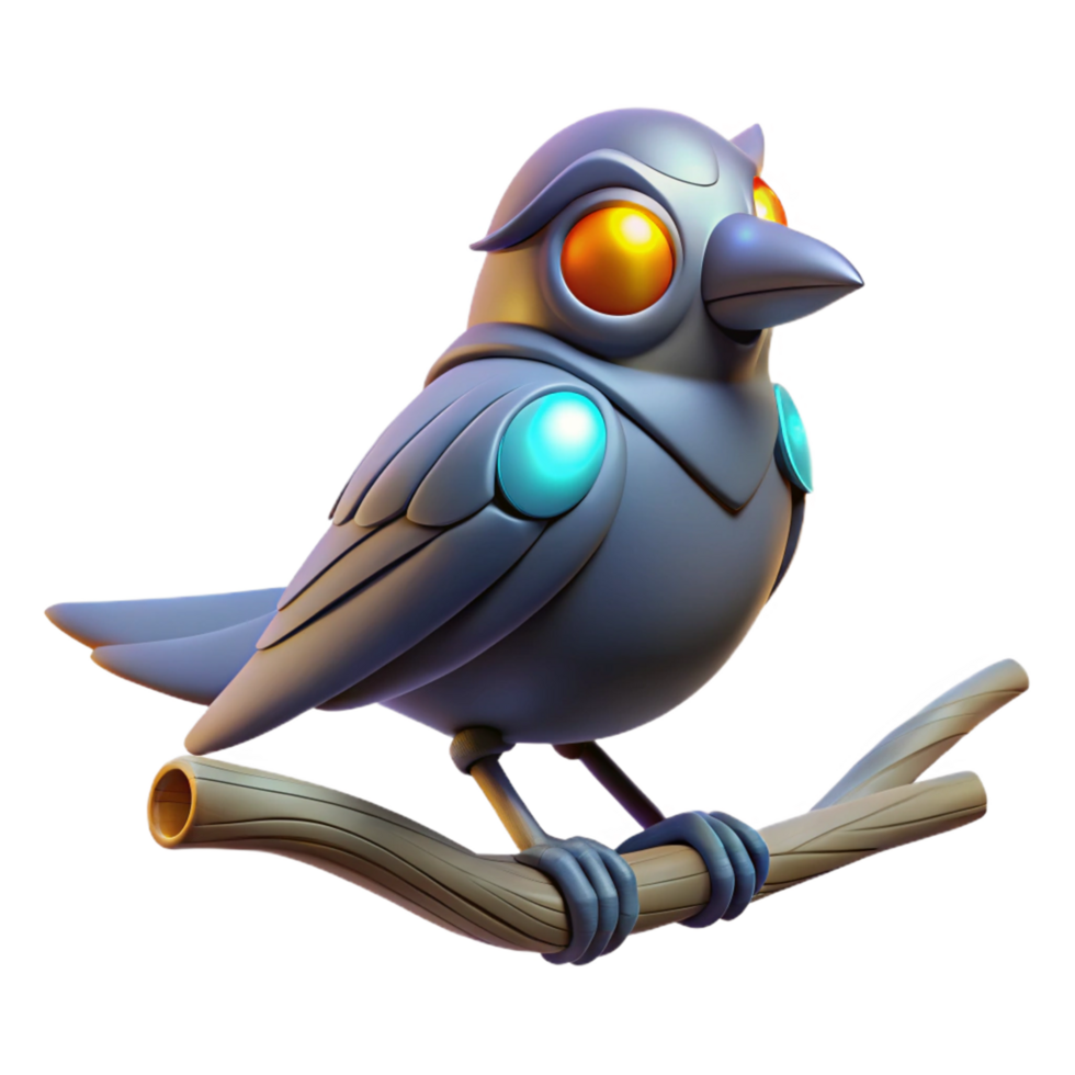 wonderful modern 3D Render Robotic Bird on Branch genuine png