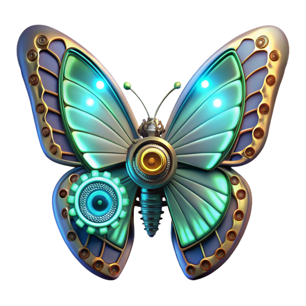 wonderful creative Steampunk Butterfly 3D Render high resolution png