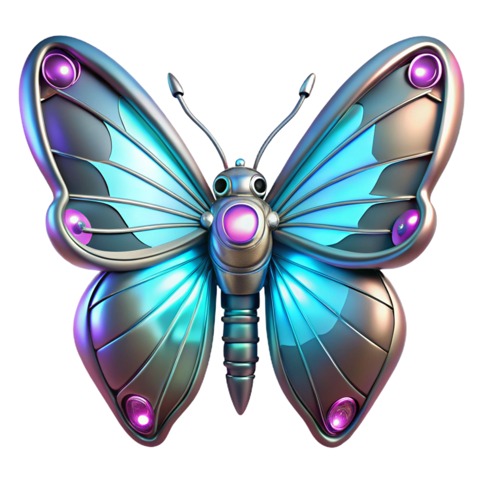 wonderful abstract Metallic Butterfly 3D Render authentic png