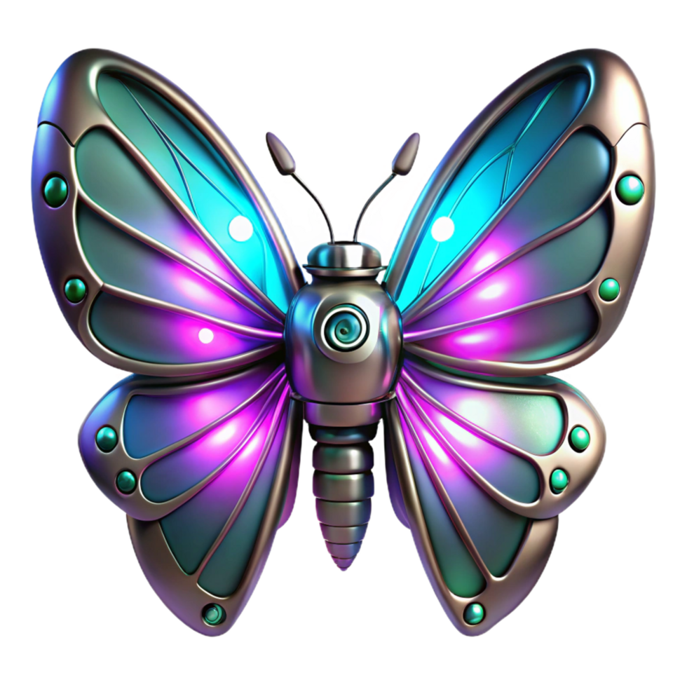 beautiful rustic Cybernetic Butterfly 3D Render genuine png