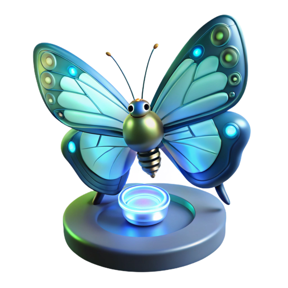 serene modern 3D Render Futuristic Butterfly genuine png