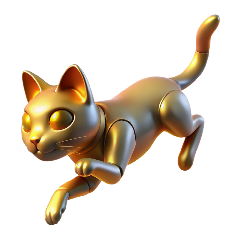 wonderful contemporary Golden Cat 3D Render high quality png