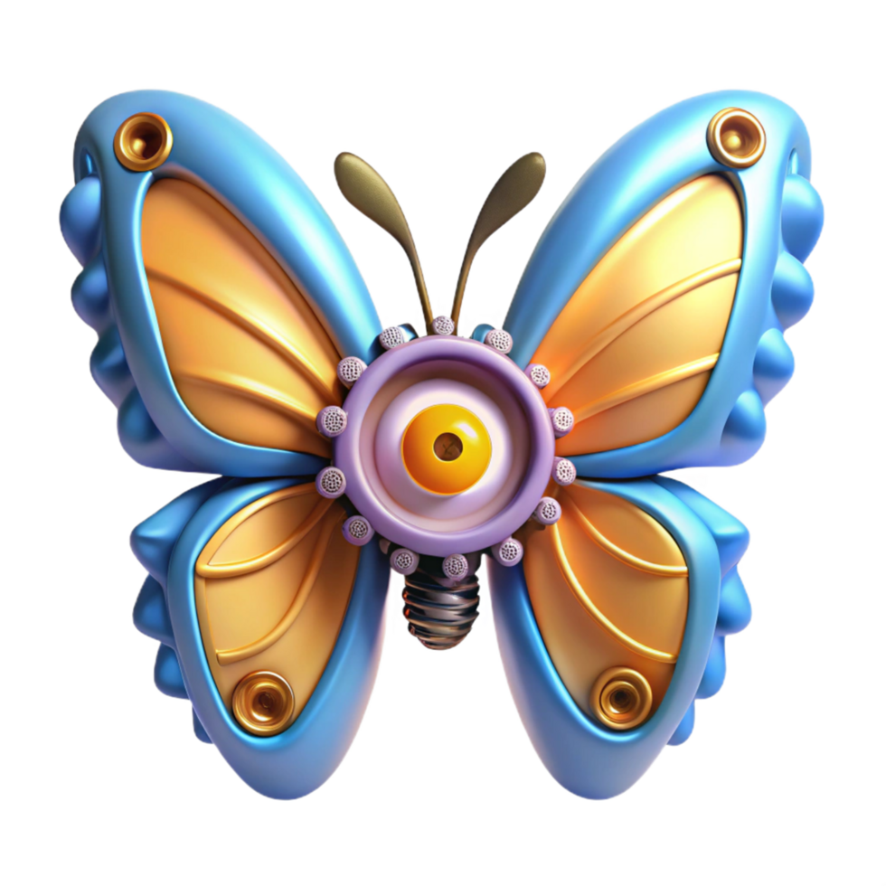 extraordinary artistic 3D Render of a Mechanical Butterfly high resolution png