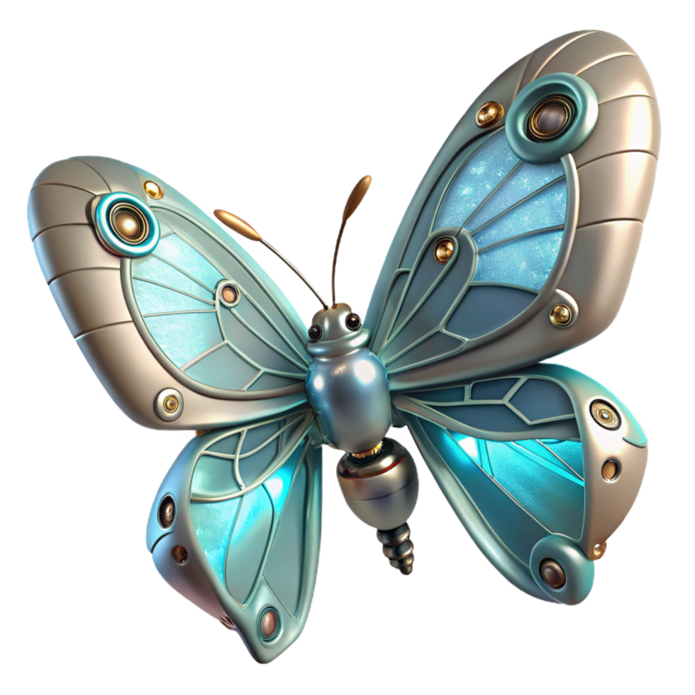 elegant creative 3D Render of a Mechanical Butterfly premium png