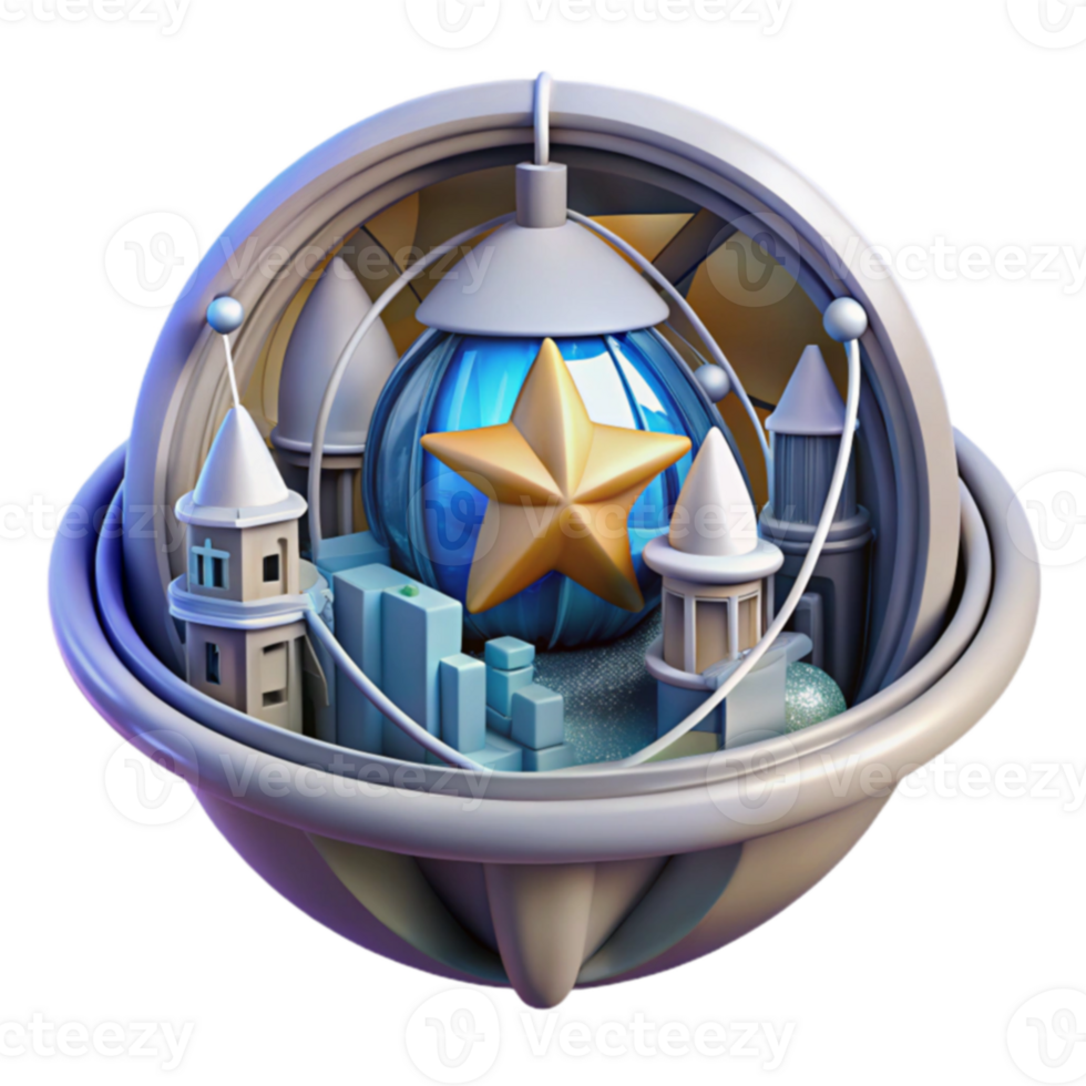 Enchanted Miniature World 3D Render of a Festive Sphere png