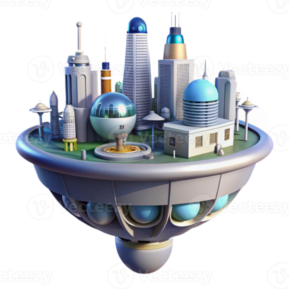 Futuristic Floating City Urban Design in a Sci-Fi World png