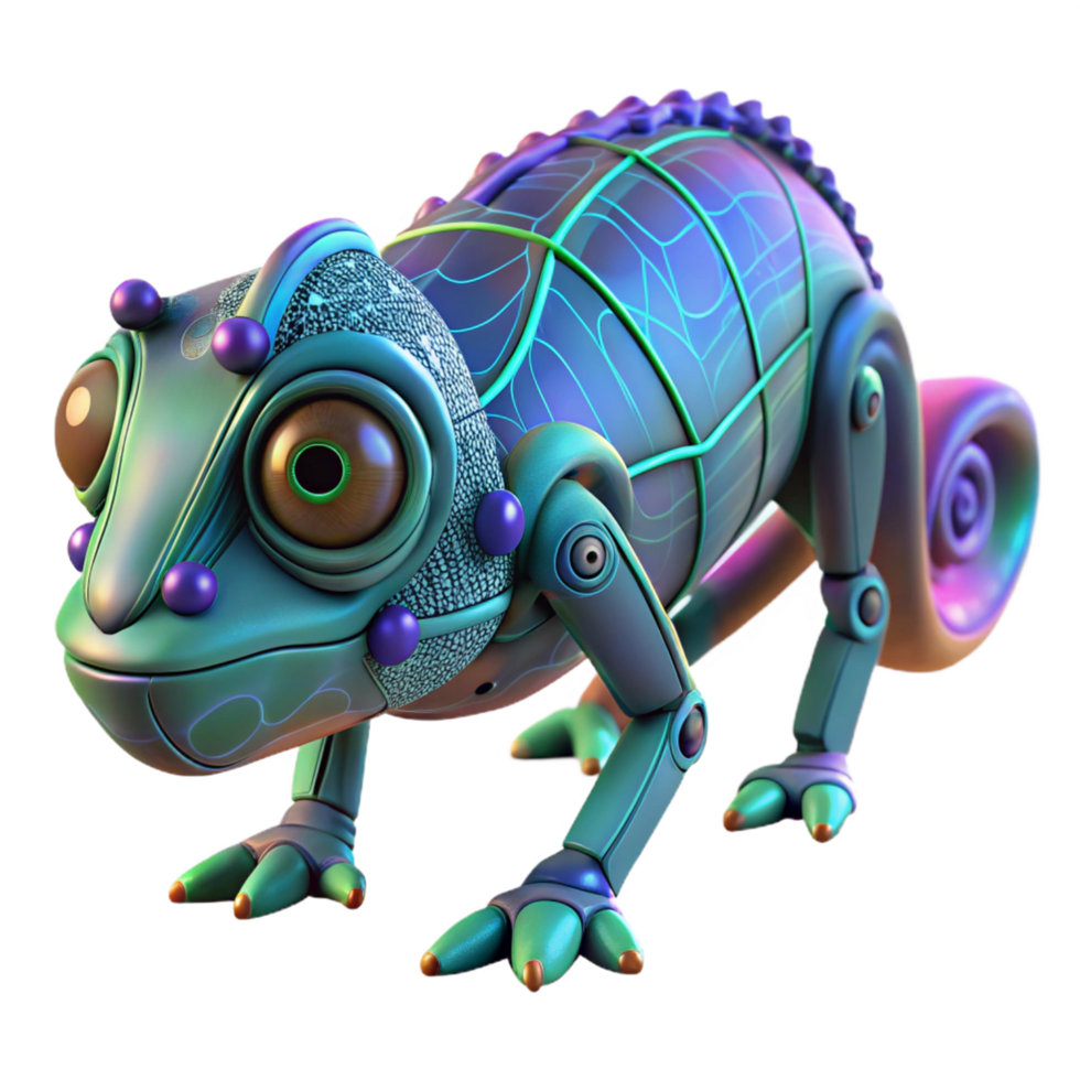 elegant abstract 3D Render of a Robotic Chameleon premium png