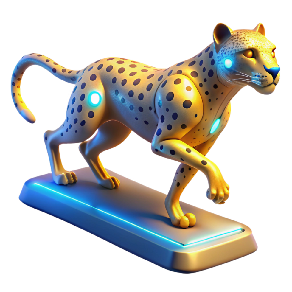 extraordinary creative Golden Cheetah 3D Render genuine png