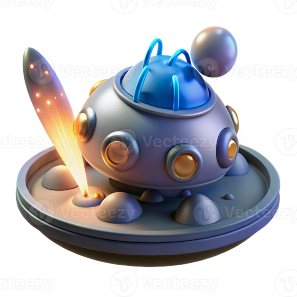 Futuristic Spaceship Landing Sci-Fi Craft Illustration png