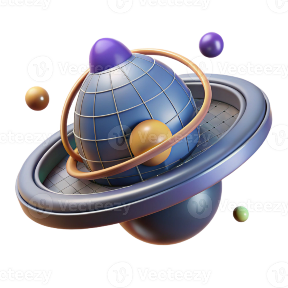 Abstract 3D Planetary System Orbits, Spheres, and Rings png