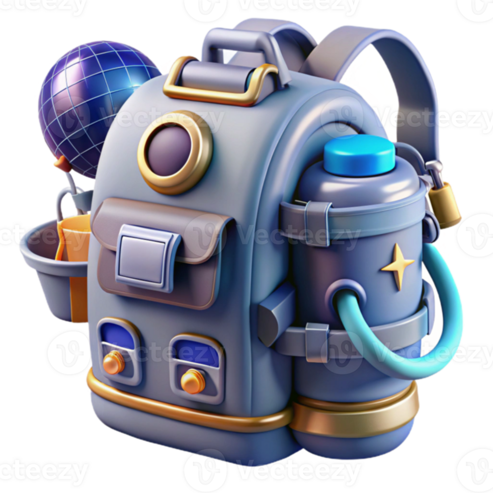 Adventure Backpack 3D Render of a Futuristic Travel Bag png