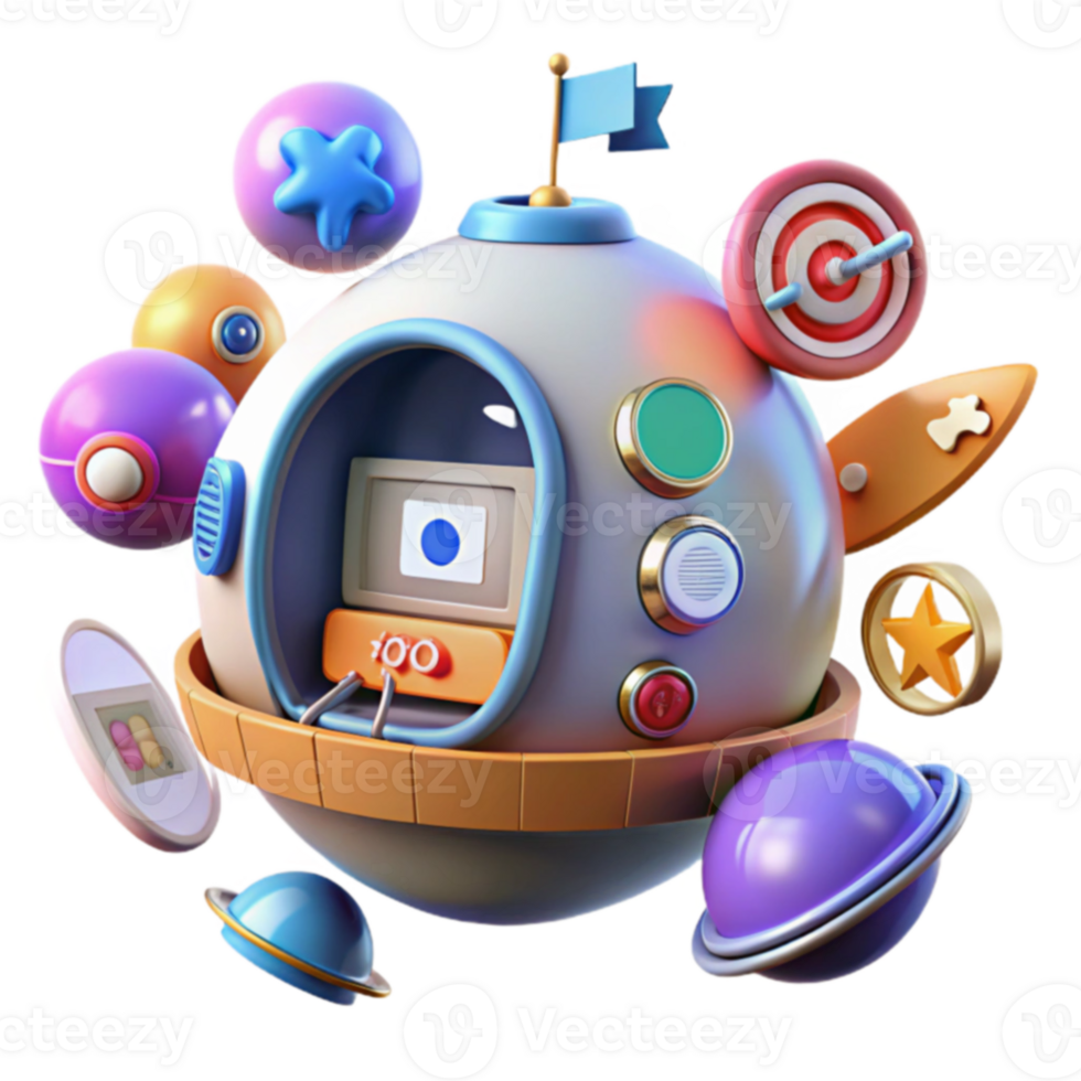 Spacecraft UI Design Colorful 3D Render png
