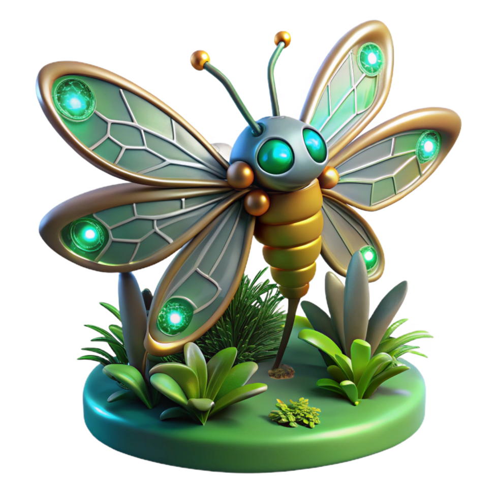 dramatic artistic 3D Render of a Futuristic Butterfly original png