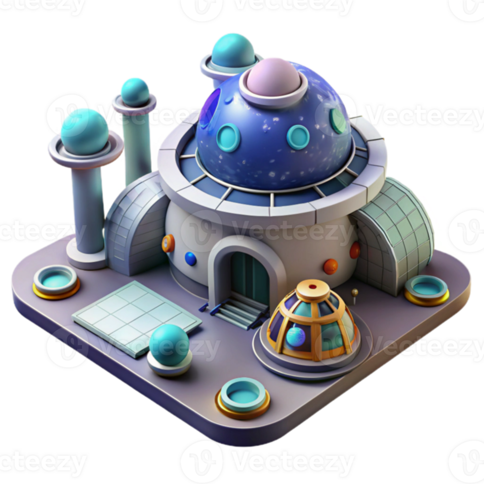 Futuristic Space Station Dome Building Design png