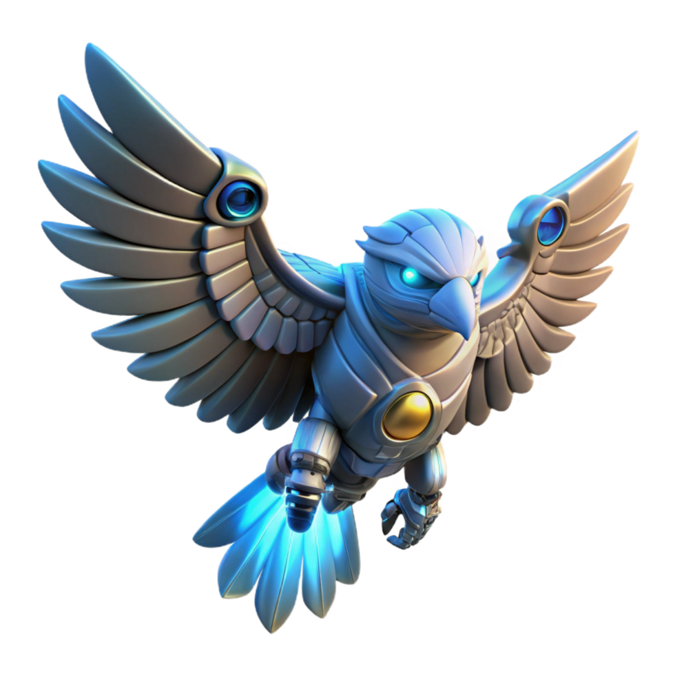 serene creative Robotic Bird 3D Render authentic png