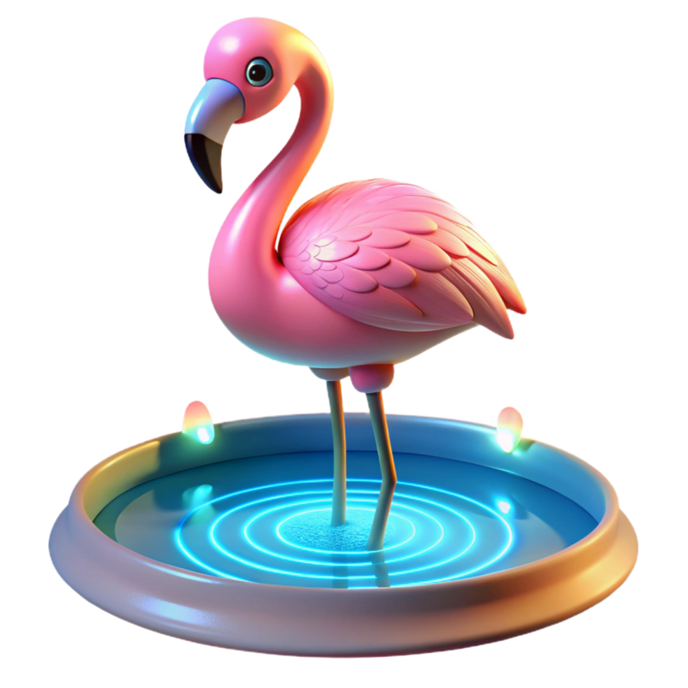 vibrant minimalist Pink Flamingo 3D Render premium png