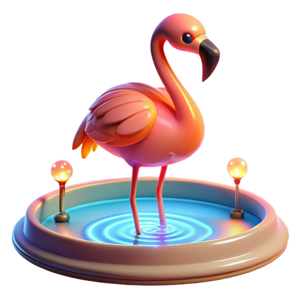 dramatic abstract Pink Flamingo 3D Render in Pool professional png