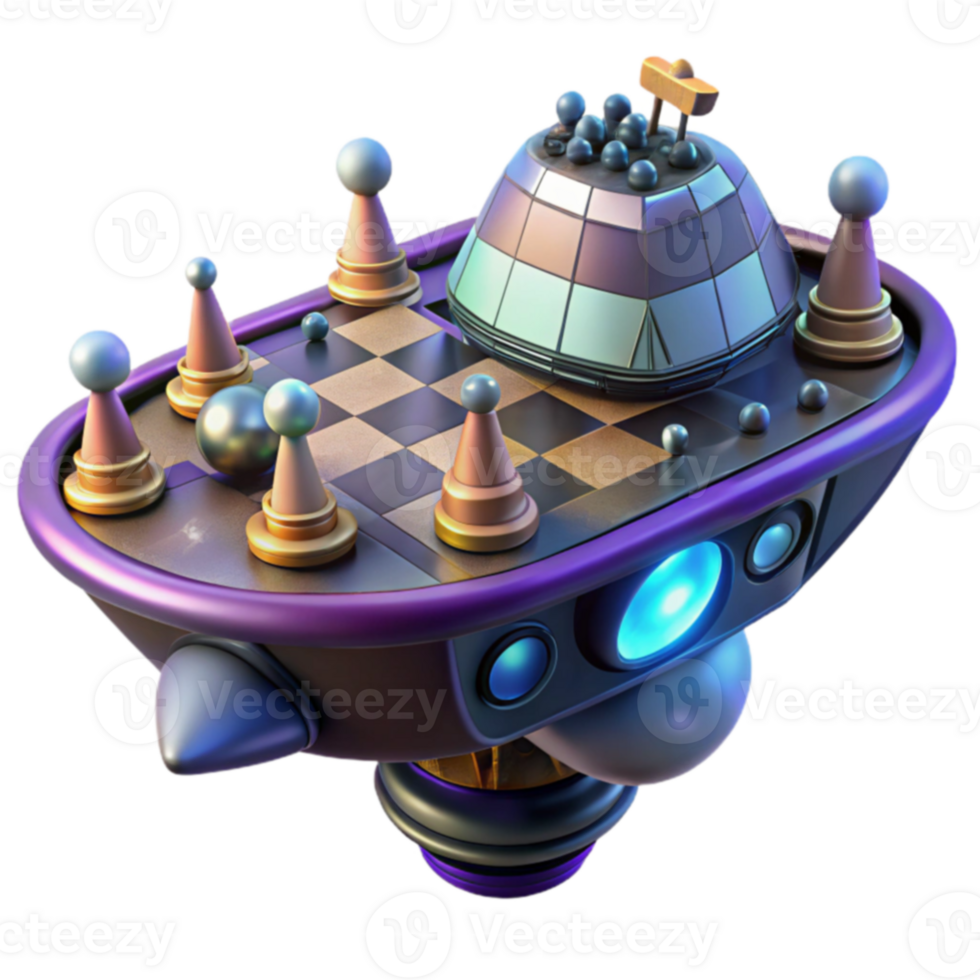 Futuristic Chessboard Game Sci-Fi Strategy Puzzle png