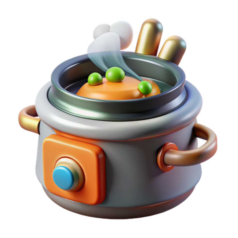Cooking Pot 3D Render of Delicious Food Preparation png