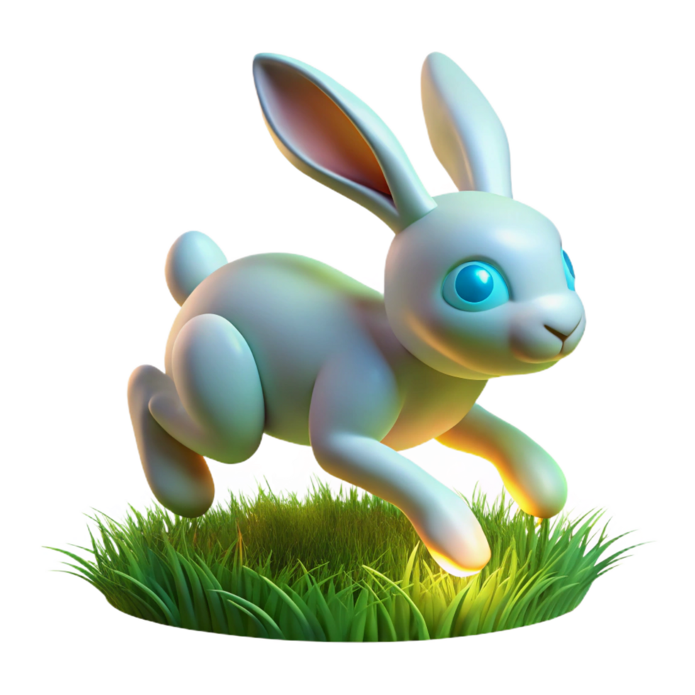 elegant minimalist 3D Render of a Cute Bunny Hopping high quality png
