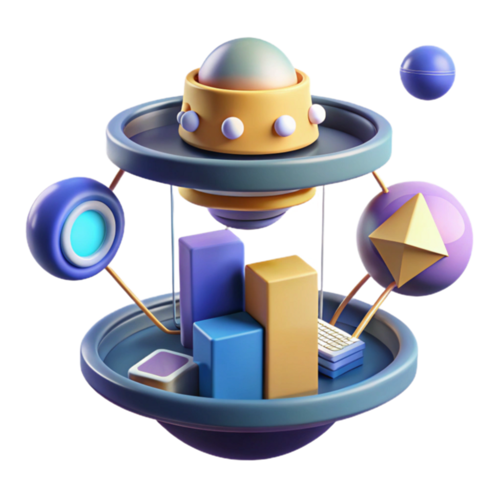 Abstract Data Visualization 3D Geometric Chart png
