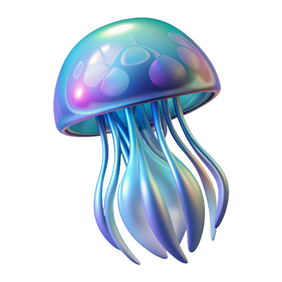 wonderful abstract Iridescent Jellyfish 3D Render authentic png