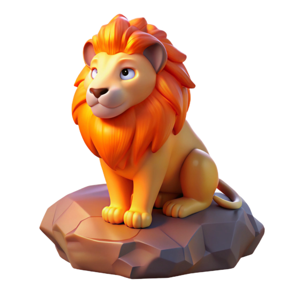impressive traditional Cartoon Lion 3D Render original png