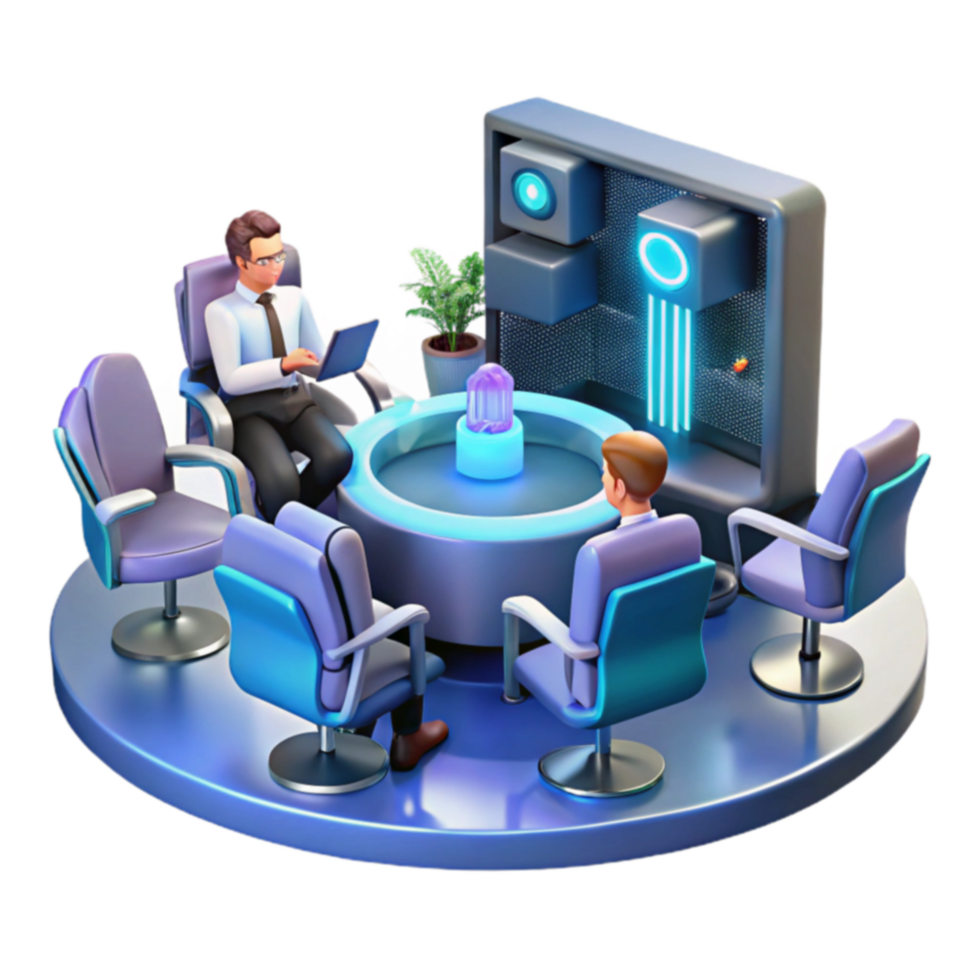 Futuristic Business Meeting Collaboration Technology png