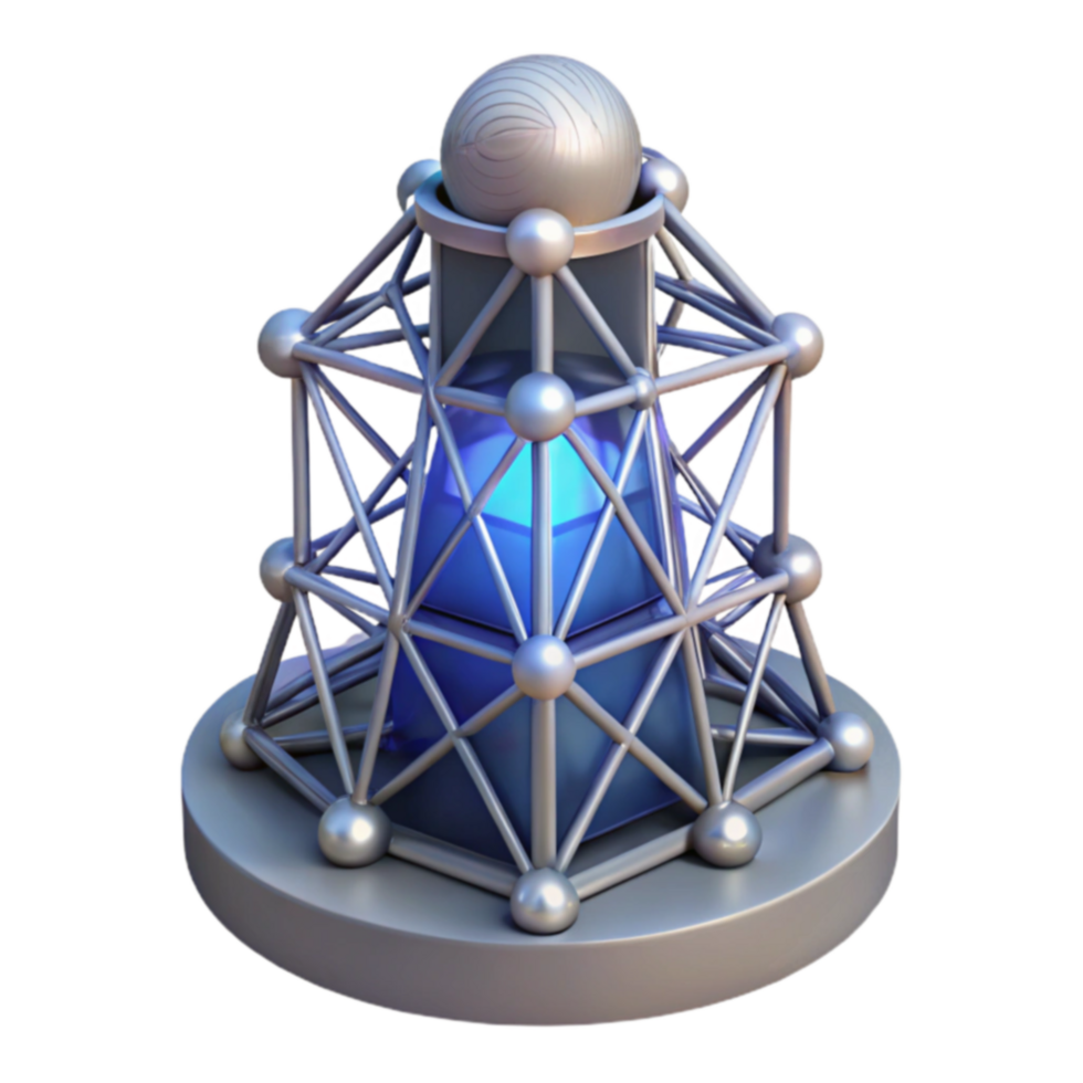 Futuristic Geometric Structure 3D Model of a Networked Crystal png