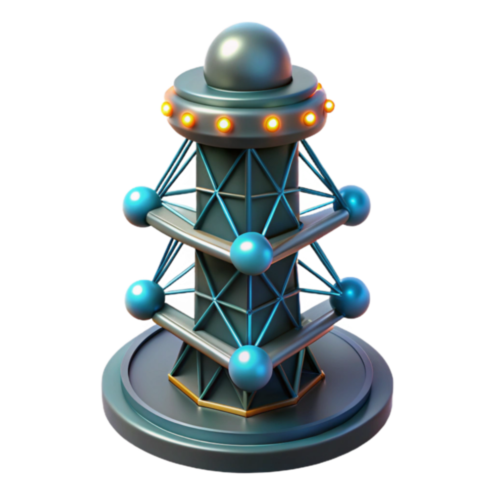 Futuristic Tower 3D Model of Geometric Structure png