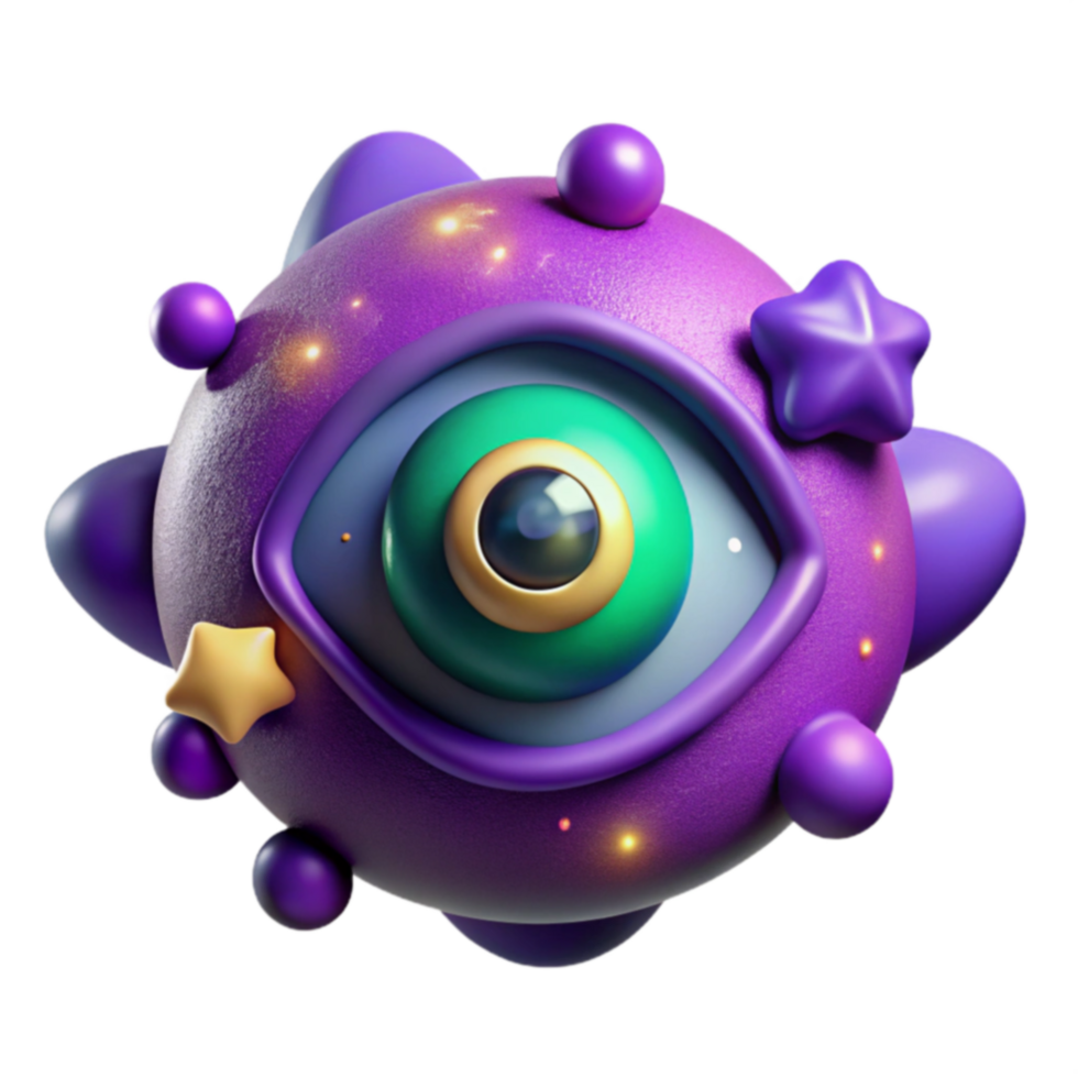 Cosmic Eye Orb 3D Render of a Mystical Creature png