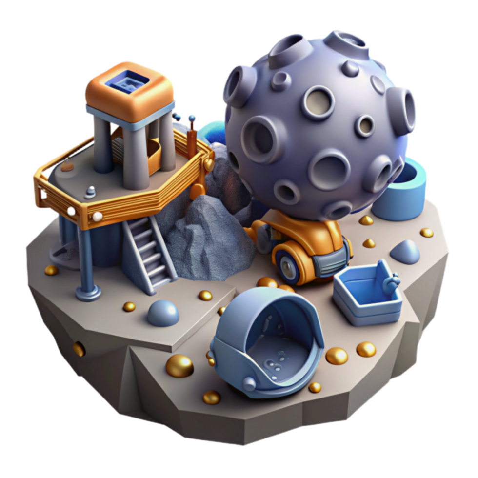 Lunar Mining Base 3D Model of a Futuristic Moon Outpost png