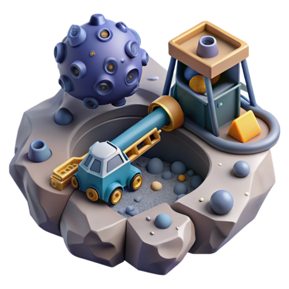 Asteroid Mining A 3D Render of Futuristic Excavation png
