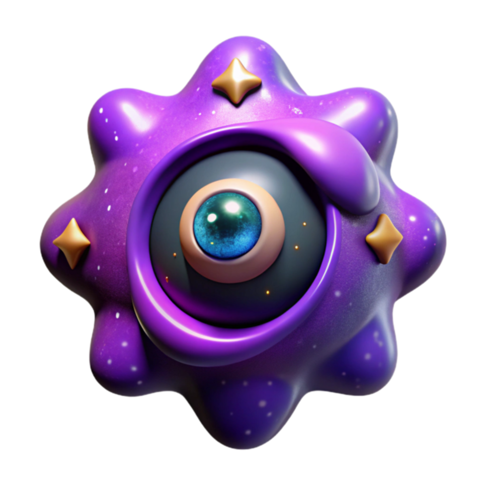 Cosmic Eye Orb 3D Render of a Purple, Starry, Gooey Creature png
