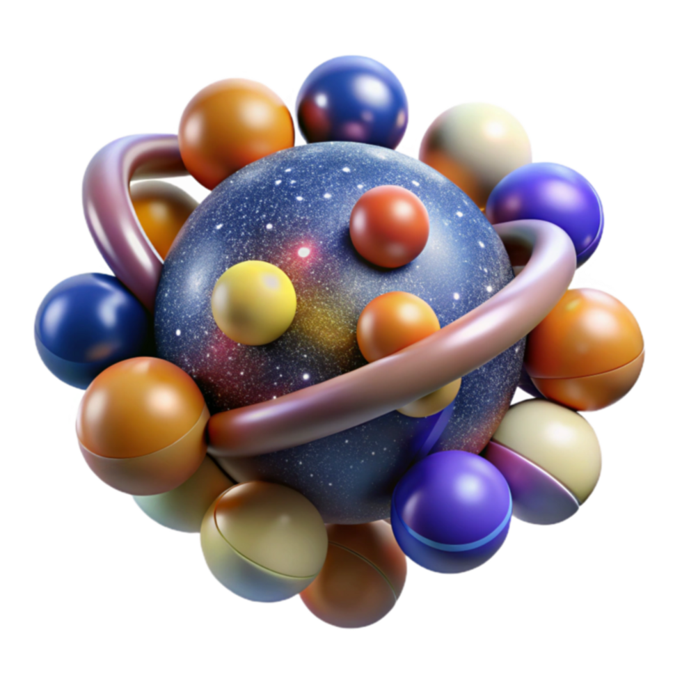Cosmic Sphere 3D Render of Celestial Orbits png