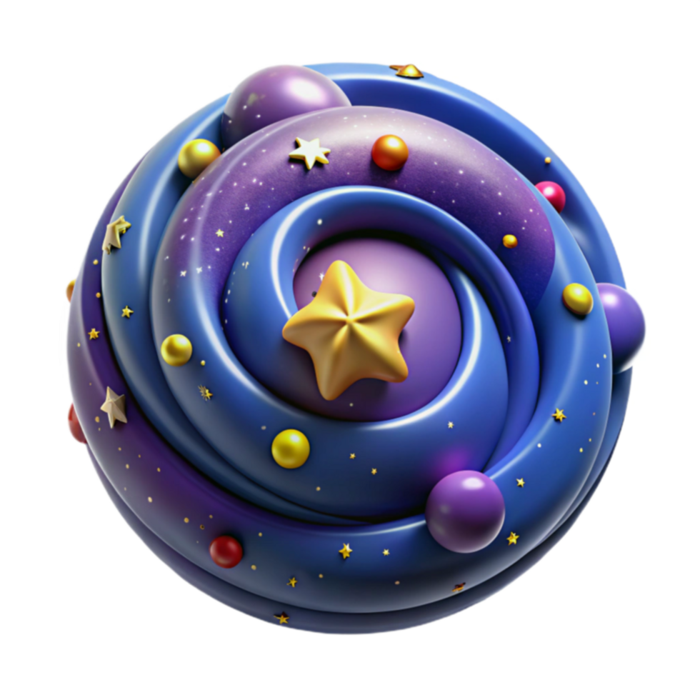 Cosmic Swirl 3D Render of Abstract Galaxy Sphere png