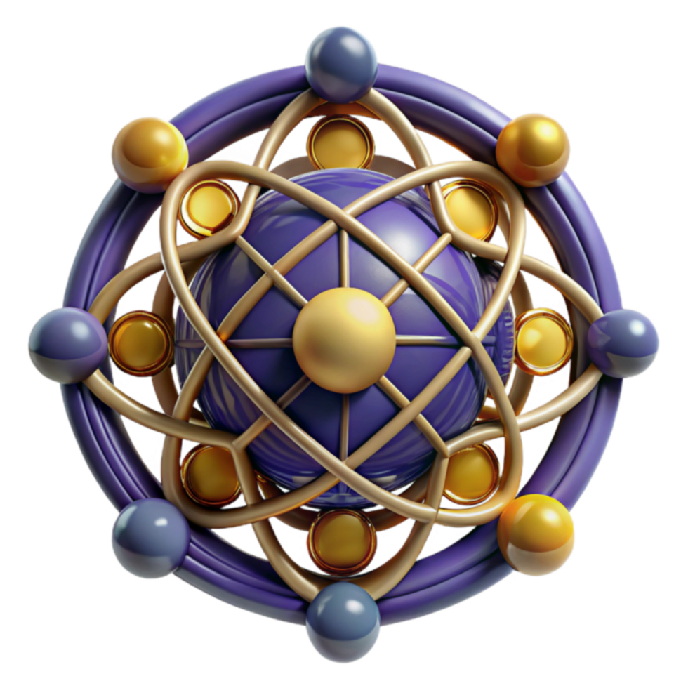 Abstract Atomic Structure 3D Sphere Model png